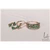 Image 1 : 14kt yellow gold ring set with Zambian emeralds and diamond, size 8.75 and a pair of co-ordinating 1