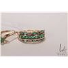 Image 3 : 14kt yellow gold ring set with Zambian emeralds and diamond, size 8.75 and a pair of co-ordinating 1