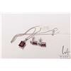 Image 3 : 14kt white gold pendant set with garnet gemstone and small diamonds and a pair of matching 14kt whit