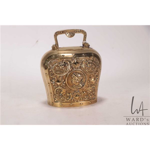 Antique brass/ bronze Renaissance Revial cowbell, 5" in height