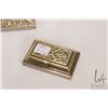 Image 3 : Antique brass inkwell with decorative scroll and grotesque mascaron detailing and clear bevelled cry