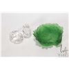 Image 1 : Three pieces of rare and collectible glass including two signed Steuben glass rabbit motif hand cool