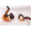 Image 1 : Antique Calabash amber Meerschaum pipe with fittted leather case and a smaller Meerschaum figural pi