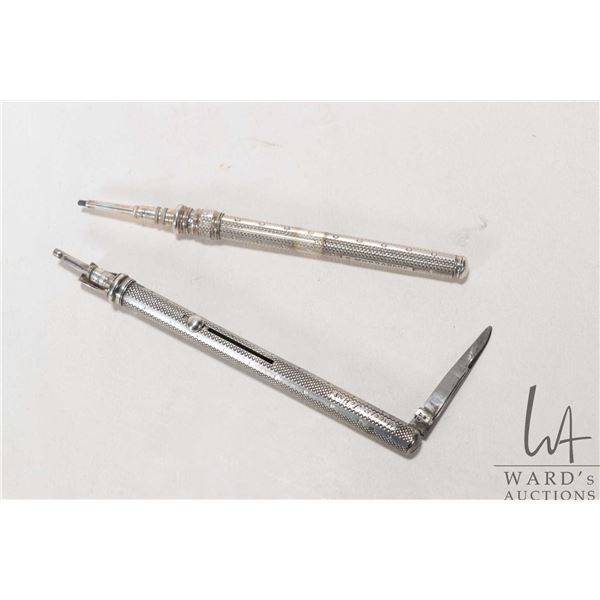 Two silver antique mechanical pencils including sterling with British hallmarks that includes mechan
