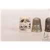Image 2 : Six collectible thimbles including Inuit carved scrimshaw featuring a dog sled team, two boxed sterl