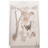 Image 1 : Selection of silver jewellery including filigree brooches, earrings and a Mexican silver chain