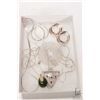 Image 1 : Selection of silver jewellery including earrings, neck chains, pendant set with gemstones etc.