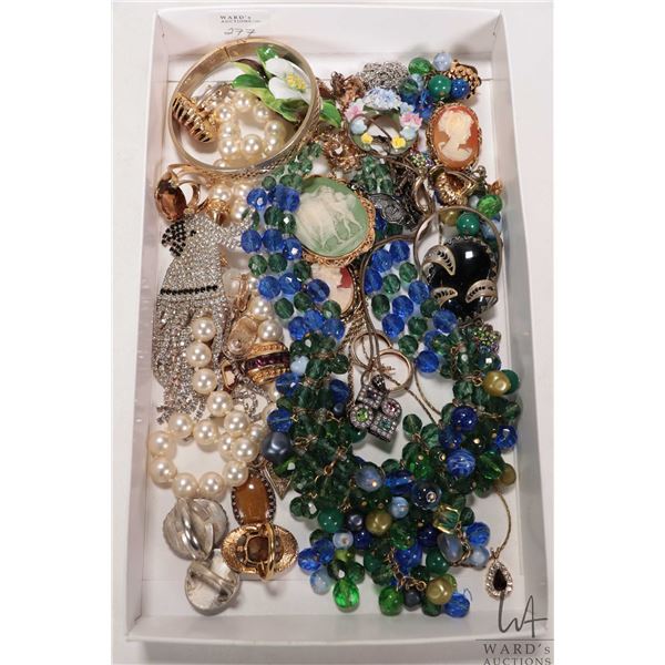 Selection of jewellery including necklaces, earrings, brooches, earrings etc.
