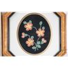 Image 3 : Two vintage framed moose tufted florals, each in 11" X 10" frame, one square and one hexagon