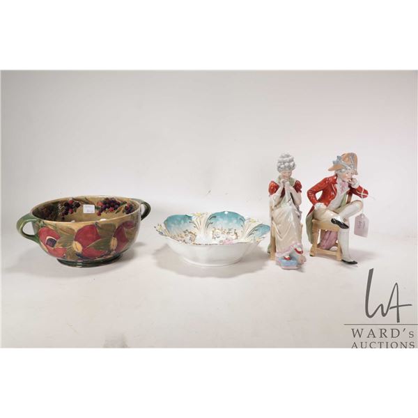 Antique Moorcroft "Pomegranate" double handled 8 1/2" diameter dish, signed by William Moorcroft and
