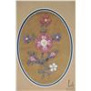 Image 1 : Vintage framed floral moose tufting, overall dimensions including frame, 15" X 12 1/2"
