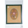 Image 2 : Vintage framed floral moose tufting, overall dimensions including frame, 15" X 12 1/2"