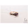 Image 1 : Antique tested 10kt yellow gold ring set with two amethyst gemstones and seed pearls, size 7