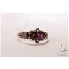 Image 2 : Antique tested 10kt yellow gold ring set with two amethyst gemstones and seed pearls, size 7