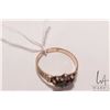 Image 3 : Antique tested 10kt yellow gold ring set with two amethyst gemstones and seed pearls, size 7