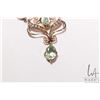 Image 3 : Antique lavaliere set with seed pearls and green peridot like gemstones attached to 10kt yellow gold