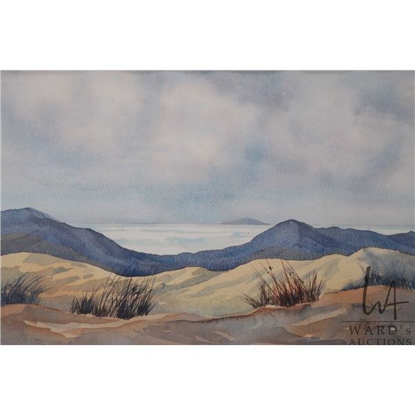 Migs Edwards, framed original watercolour painting labeled on verso "West Coast Watercolour", 12 1/2