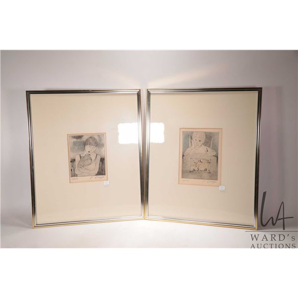Peter Barger, two framed limited edition lithographs including "Boy's Dreams", 37/150 and woman with