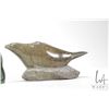 Image 3 : Two Inuit carved animals including jade bear with fish 5" in length, and a signed soapstone seal wit