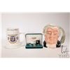 Image 1 : Royal Doulton character jug " The Lawyer" D6498, a selection of law related lapel pins, 10kt yellow 