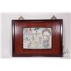 Image 2 : Chinese Famille Rose framed porcelain plaque featuring hand painted and incised courtyard figures, o