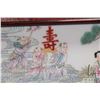 Image 4 : Chinese Famille Rose framed porcelain plaque featuring hand painted and incised courtyard figures, o