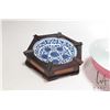 Image 2 : Three Asian china collectibles including monochrome rouge glazed bowl 5 1/2" in diameter, polychrome