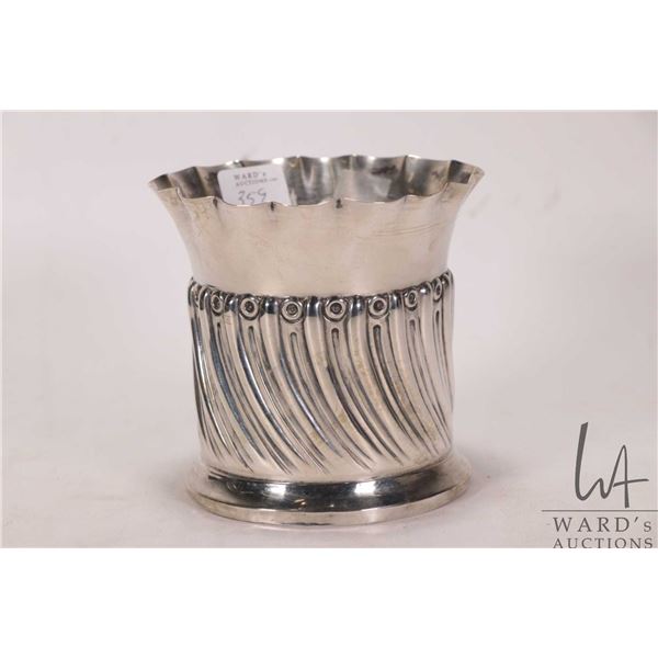 Antique sterling silver wine bottle holder, hallmarked London 1896, 4" in height
