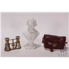 Image 1 : Pair of antique brass opera glasses with iridescent mother-of-pearl panels with soft leather pouch w