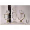 Image 2 : Pair of vintage/ antique cut glass candlesticks in brass and glass galley and an antique cut glass l