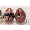 Image 3 : Four African made, hand carved stone eggs