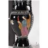 Image 5 : Two Egyptian style hand painted terracott vases including double handled 11" and a small 4" decorate