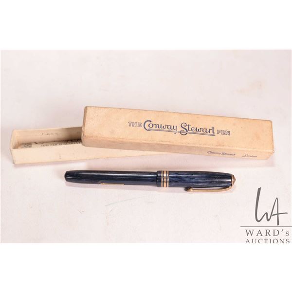 Vintage Conway Steward #36 lined blue fountain pen with 14kt gold Fine Flex nib