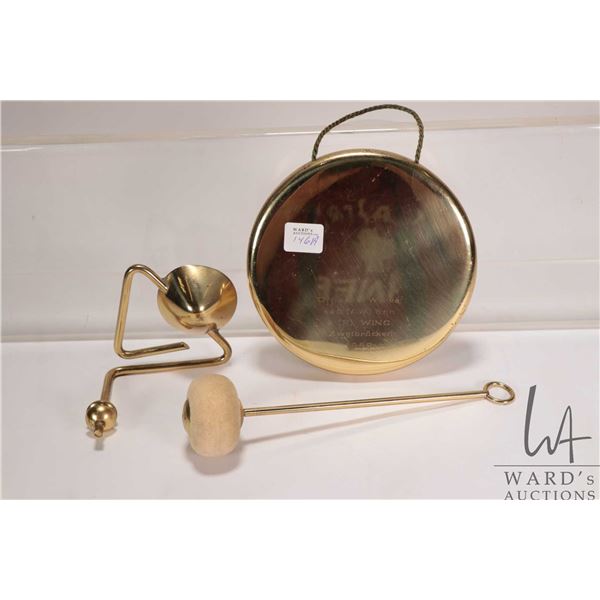 RCAF brass dinner gong with inscription " Officers Wives, 440 (A.W S qn, 3 (F) Wing, Zweibrucken 195
