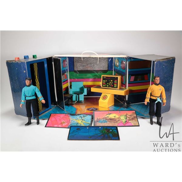 Vintage Mego Star Trek USS Enterprise bridge play set, with Kirk and Spock action figures, circa 197