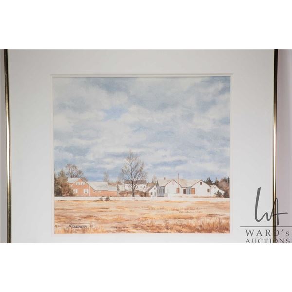 Susan Paterson, framed original watercolour, labeled on verso "Village Homes", 12 1/2" X 14"