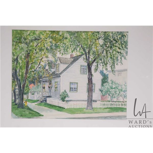Dean Tatum Reeves, framed original watercolour painting, labeled on verso " 10050-86 Avenue", 9 3/4"