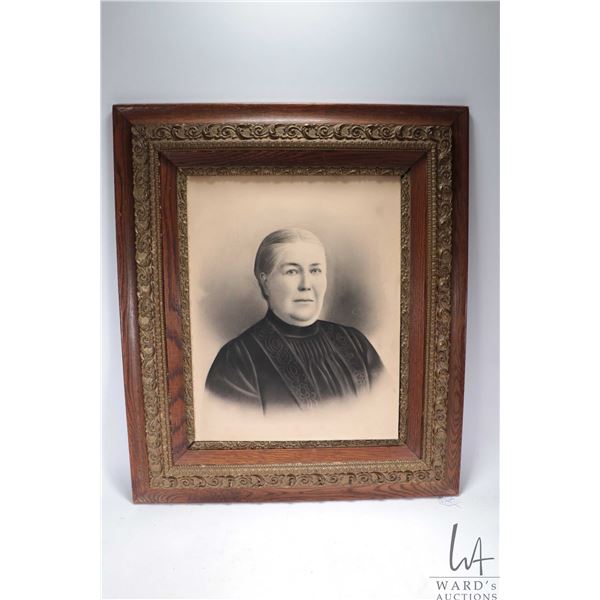 Antique wood and gilt plaster frame 31" X 27" with a Victorian era portrait of a woman