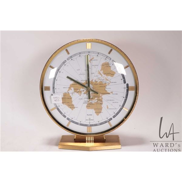 Vintage Kudo ele-Quarz World Time Clock, made by Kieninger & Obergell, circa 1960-70's, not working 