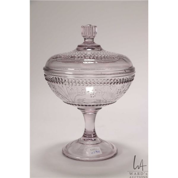 Antique Nova Scotia Glass lidded comport, circa 1880, 10" in height