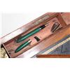 Image 5 : Antique leather topped, rosewood folding writing slope marked A. Sutherland Edinburgh, includes orig