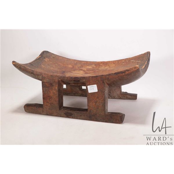 Hand crafted AShanti stool or head rest, 6 1/2" H X 14" W X 8 1/2" D