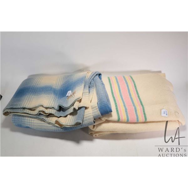 Two vintage wool blankets including Brant Forde 74" X 82" and an unmarked single wool blanket 62" X 