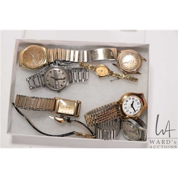 Selection of vintage and collectible watches including working Montfort 17 jewel watch, missing band