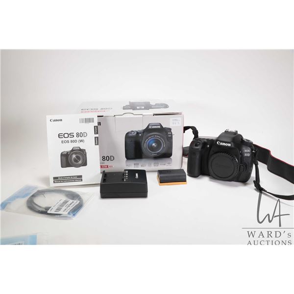 Canon EOS 80D digital camera, appears new in box with all accompanying paperwork and accessories, wo