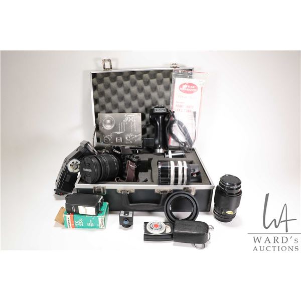 Canon A-1 film camera, working, with a selection of lens including Tamron 28-200mm, Canon Macro Lens