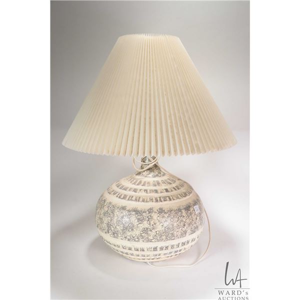 Table lamp with clay base and shade, 24" in height