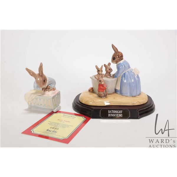 Two Royal Doulton Bunnykins figurines including limited edition Bath Night Bunnykins 899/5000, inlcu