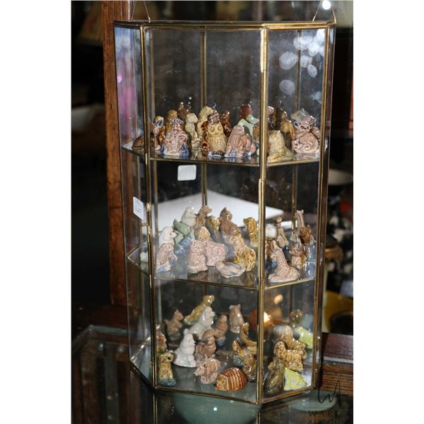 Vintage three tier, mirrored back display with a selection of 30+ Wade Pottery figurines