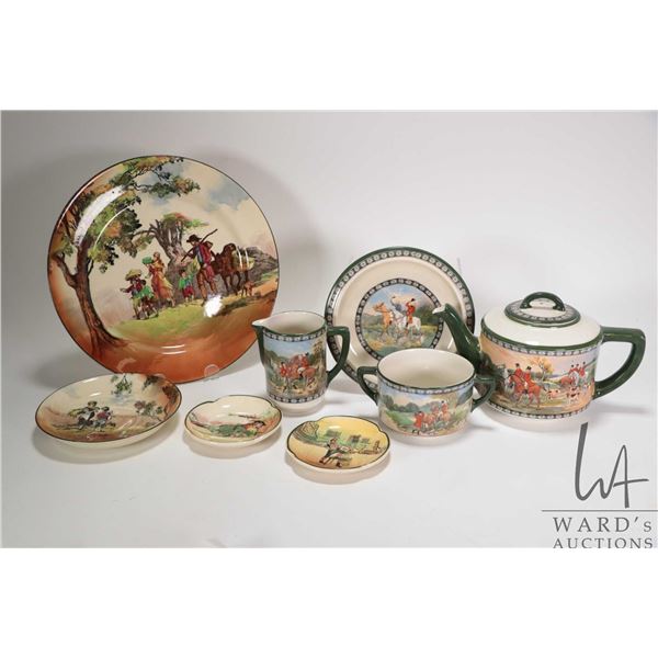 Selection of Royal Doulton tableware including "The Quorn Hunt" DN4468 teapot and trivet, open sugar